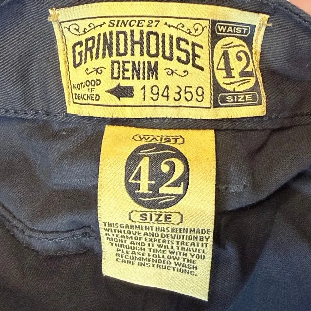 Grindhouse Denim Black Shorts Men’s Size 42 frayed hem skater emo goth Y2K